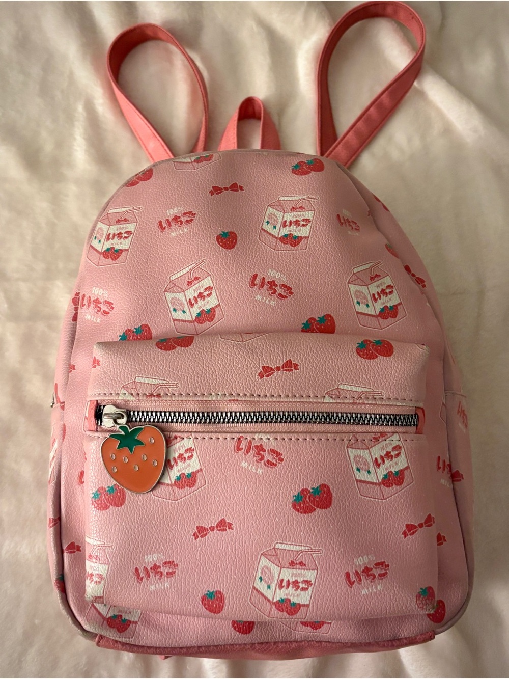 Hot Topic Strawberry Milk Mini Backpack Kawaii Pink Faux Leather Bag